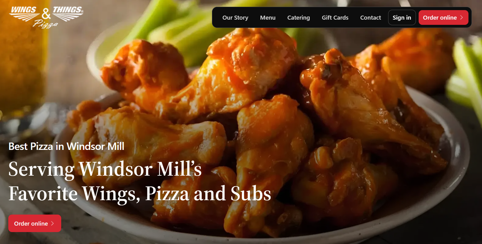Wings Things and Pizzas Website