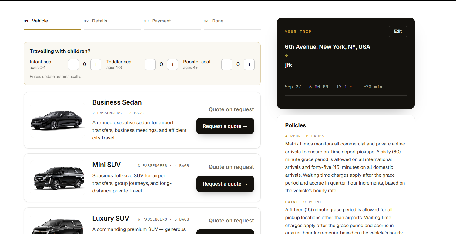Matrix Booking System